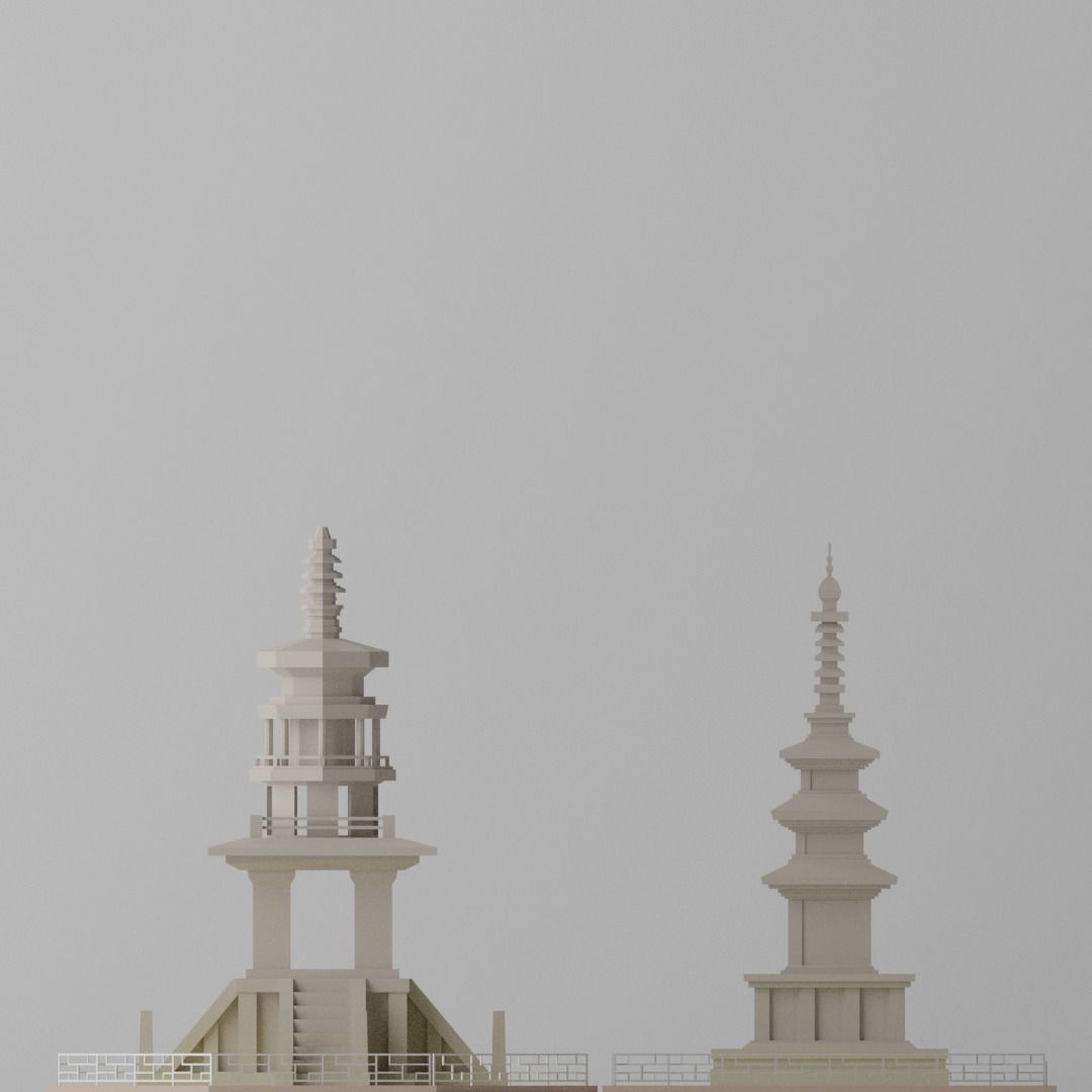 Gyeongju Bulguksa Stone Pagoda Dabotap Seokgatap Korea Low-poly 3D model_4