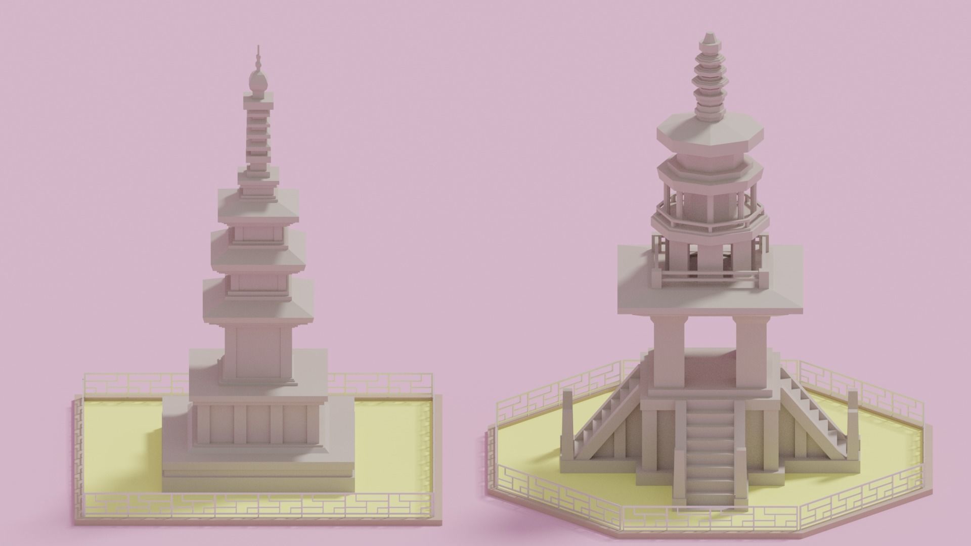 Gyeongju Bulguksa Stone Pagoda Dabotap Seokgatap Korea Low-poly 3D model_18