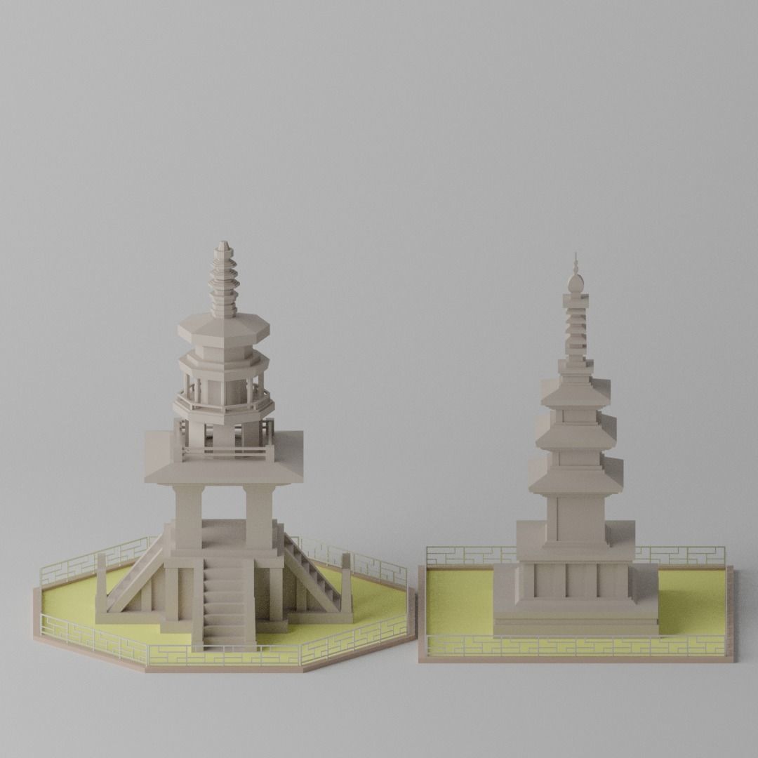 Gyeongju Bulguksa Stone Pagoda Dabotap Seokgatap Korea Low-poly 3D model_5