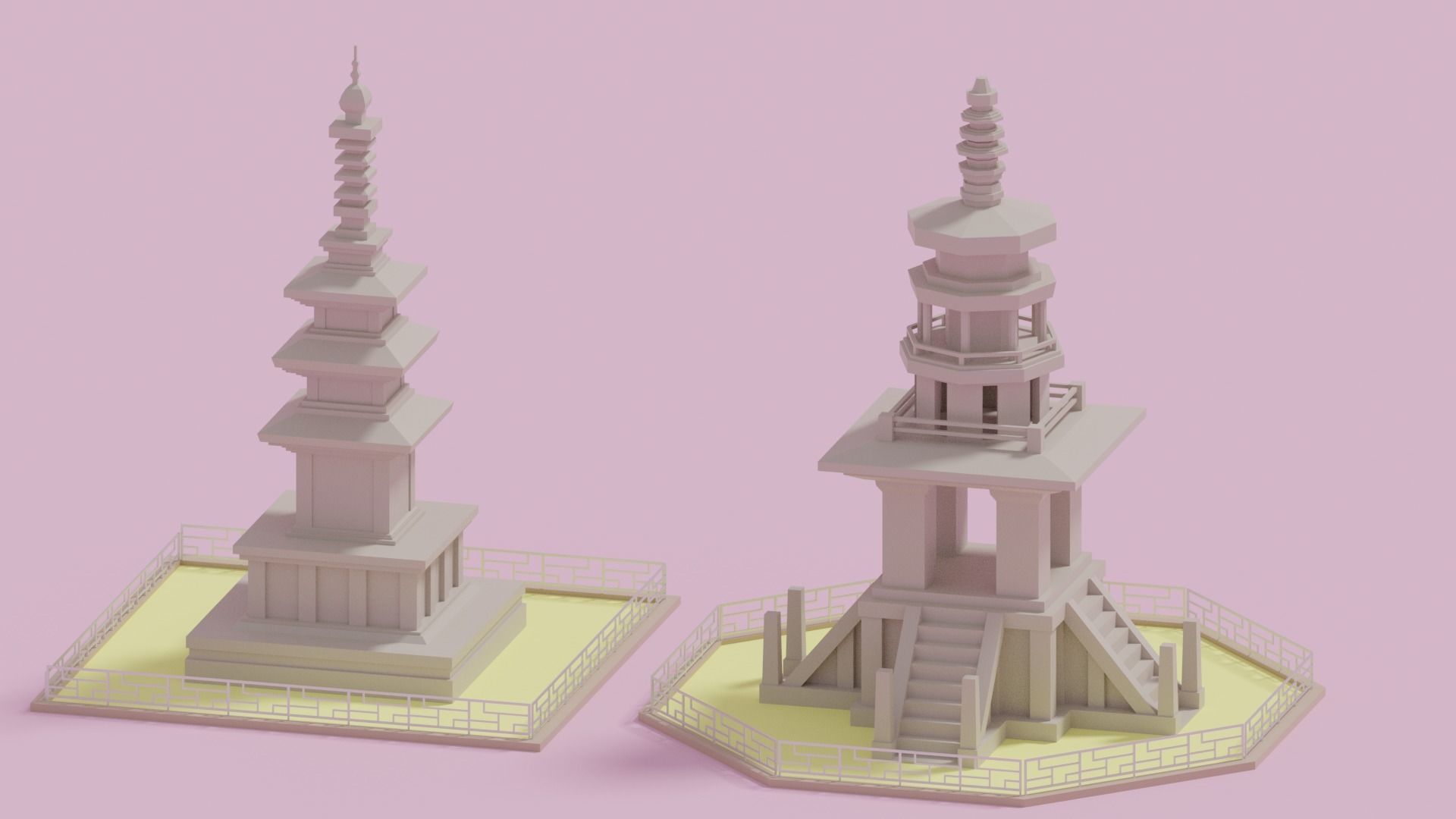 Gyeongju Bulguksa Stone Pagoda Dabotap Seokgatap Korea Low-poly 3D model_8