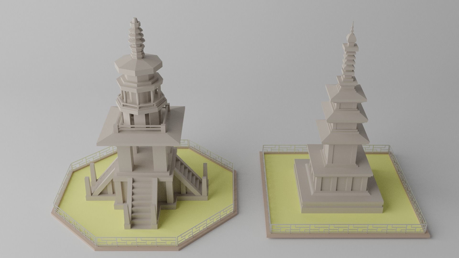 Gyeongju Bulguksa Stone Pagoda Dabotap Seokgatap Korea Low-poly 3D model_3