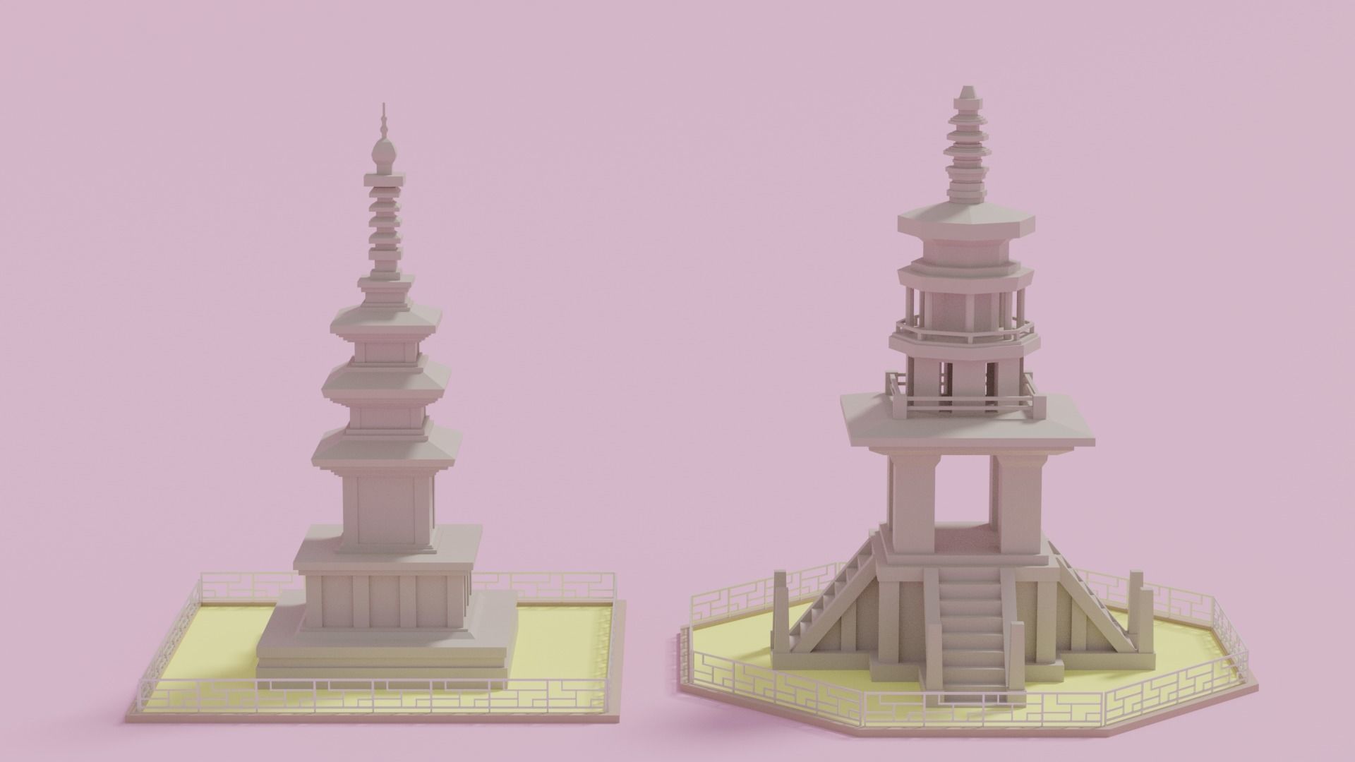 Gyeongju Bulguksa Stone Pagoda Dabotap Seokgatap Korea Low-poly 3D model_17