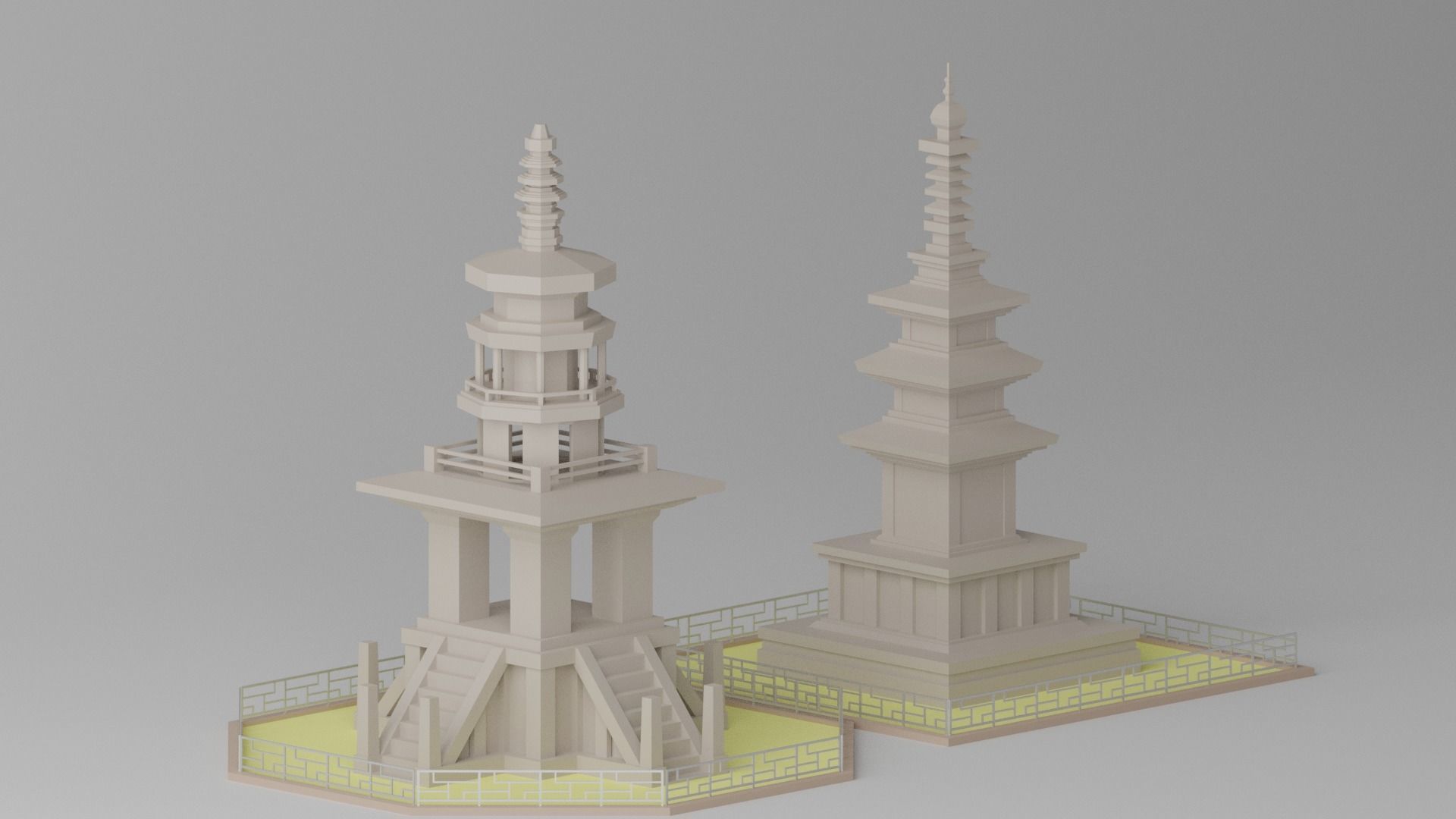 Gyeongju Bulguksa Stone Pagoda Dabotap Seokgatap Korea Low-poly 3D model_24
