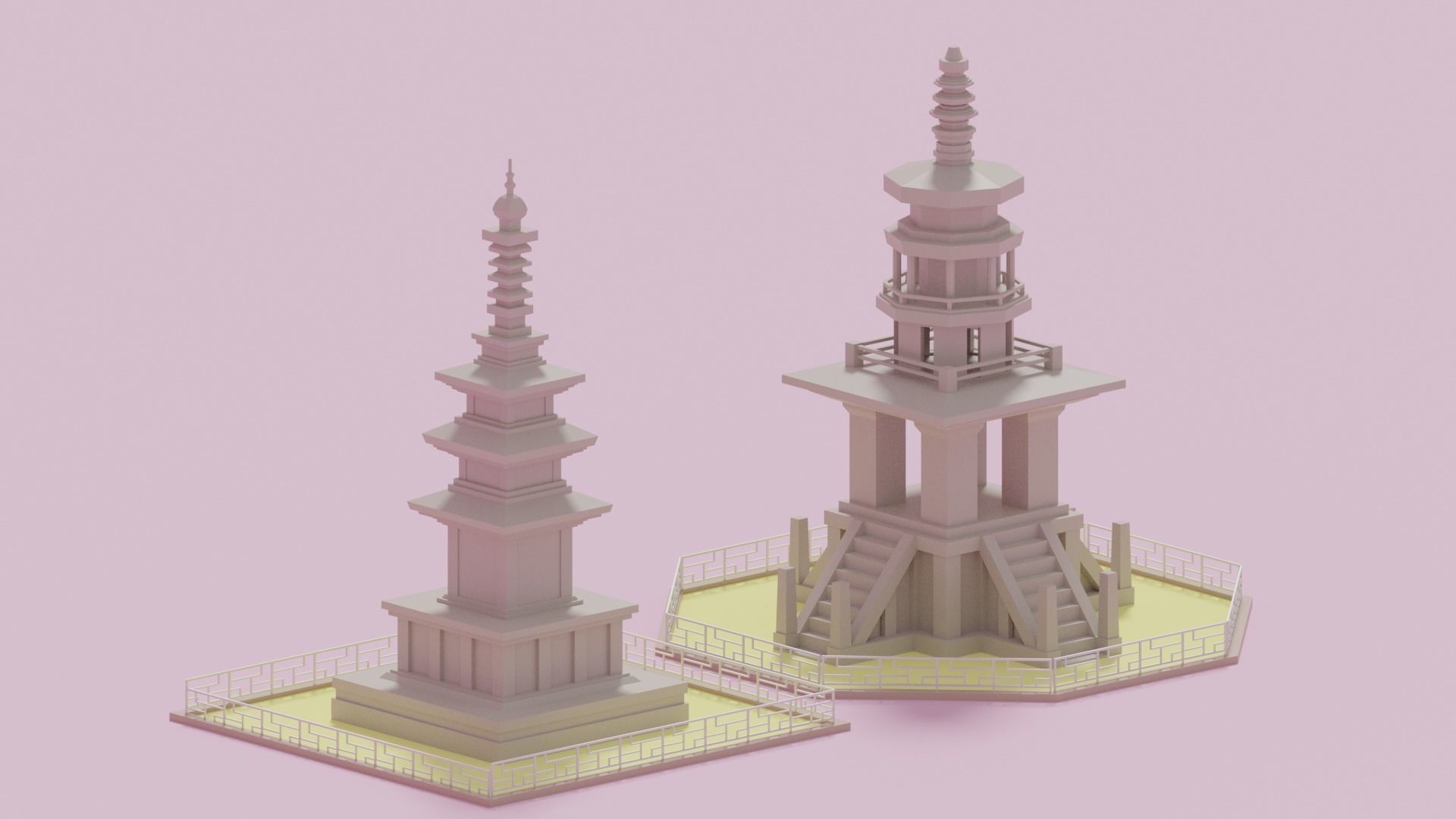 Gyeongju Bulguksa Stone Pagoda Dabotap Seokgatap Korea Low-poly 3D model_10
