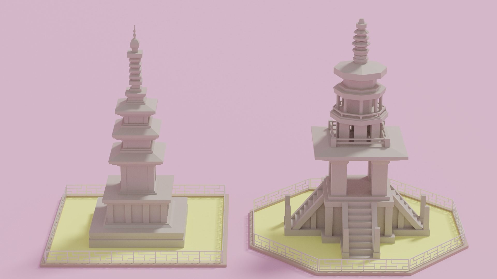 Gyeongju Bulguksa Stone Pagoda Dabotap Seokgatap Korea Low-poly 3D model_19