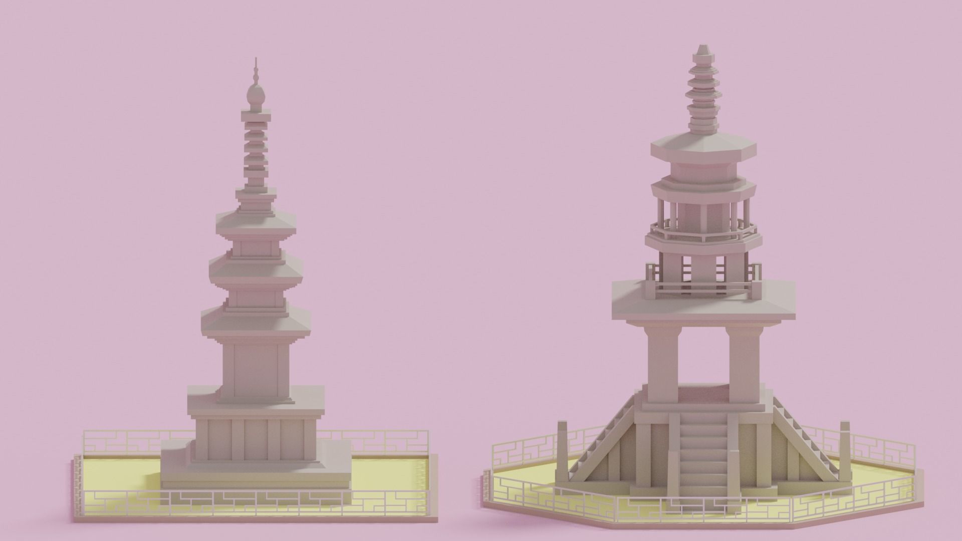 Gyeongju Bulguksa Stone Pagoda Dabotap Seokgatap Korea Low-poly 3D model_16