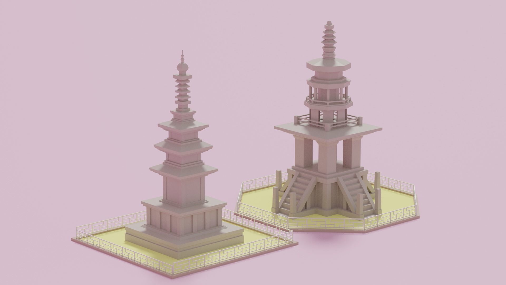 Gyeongju Bulguksa Stone Pagoda Dabotap Seokgatap Korea Low-poly 3D model_11