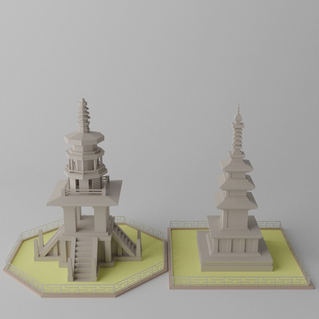 Gyeongju Bulguksa Stone Pagoda Dabotap Seokgatap Korea Low-poly 3D model_6