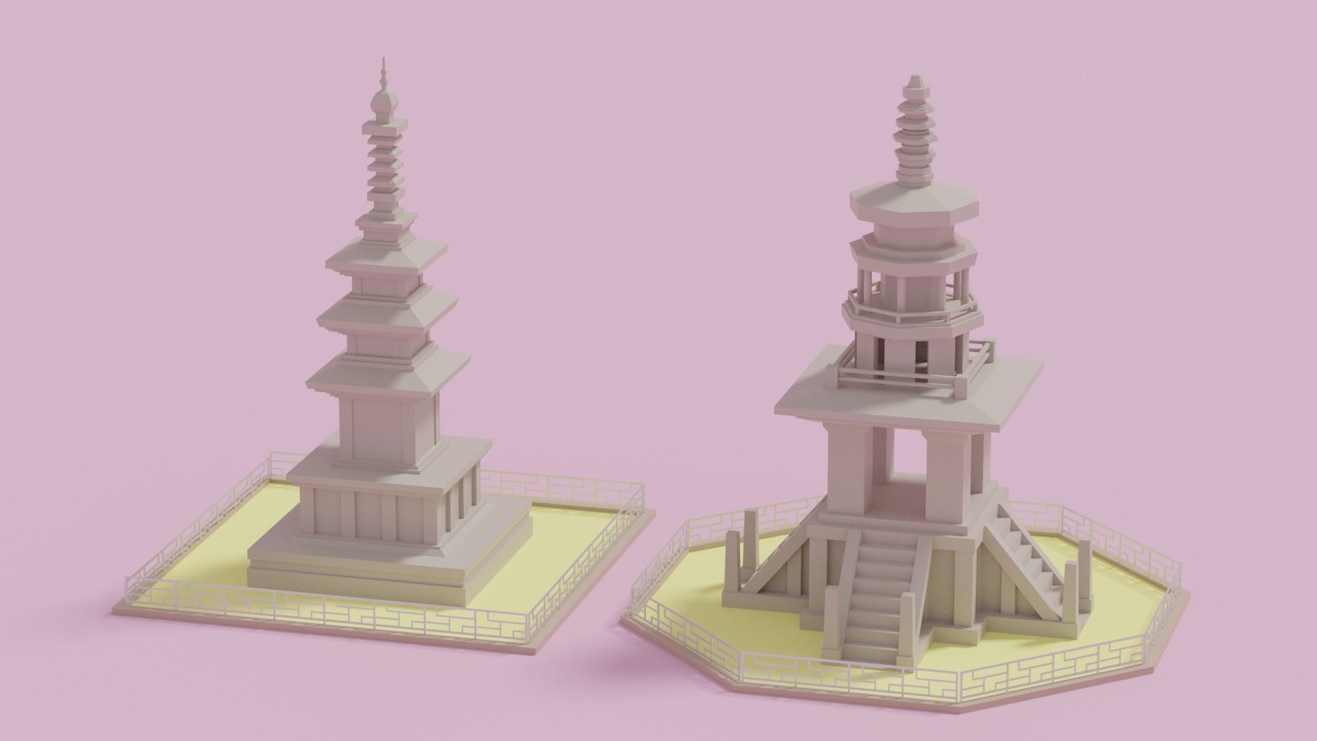 Gyeongju Bulguksa Stone Pagoda Dabotap Seokgatap Korea Low-poly 3D model_9