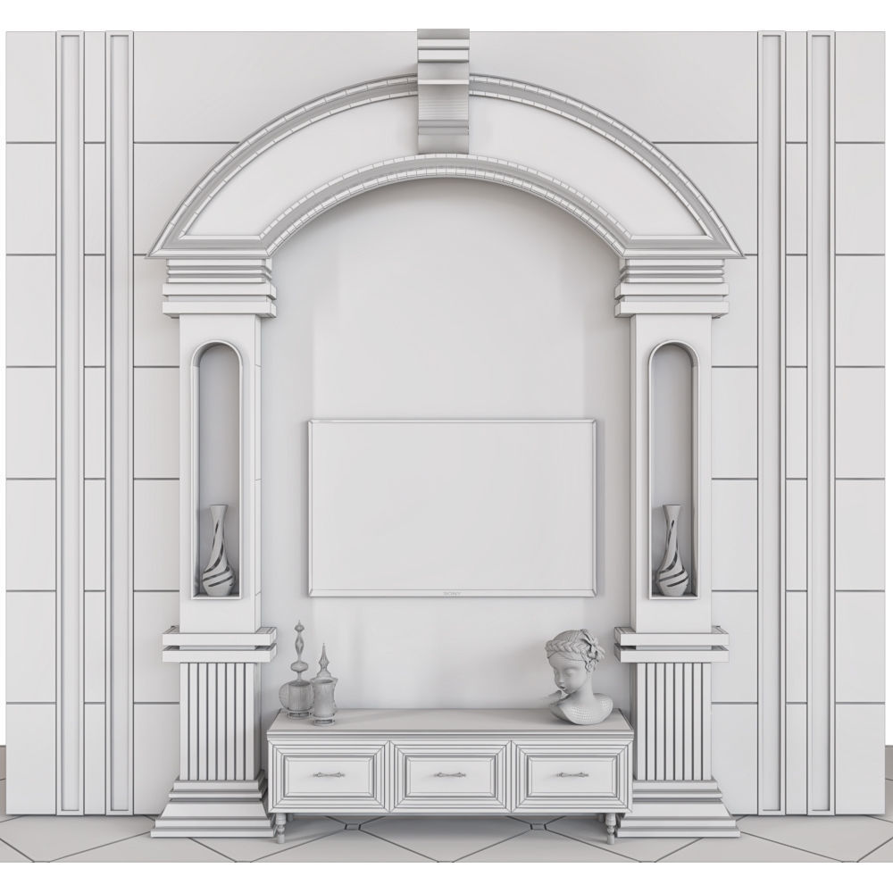 TV Wall 14 3D model_3