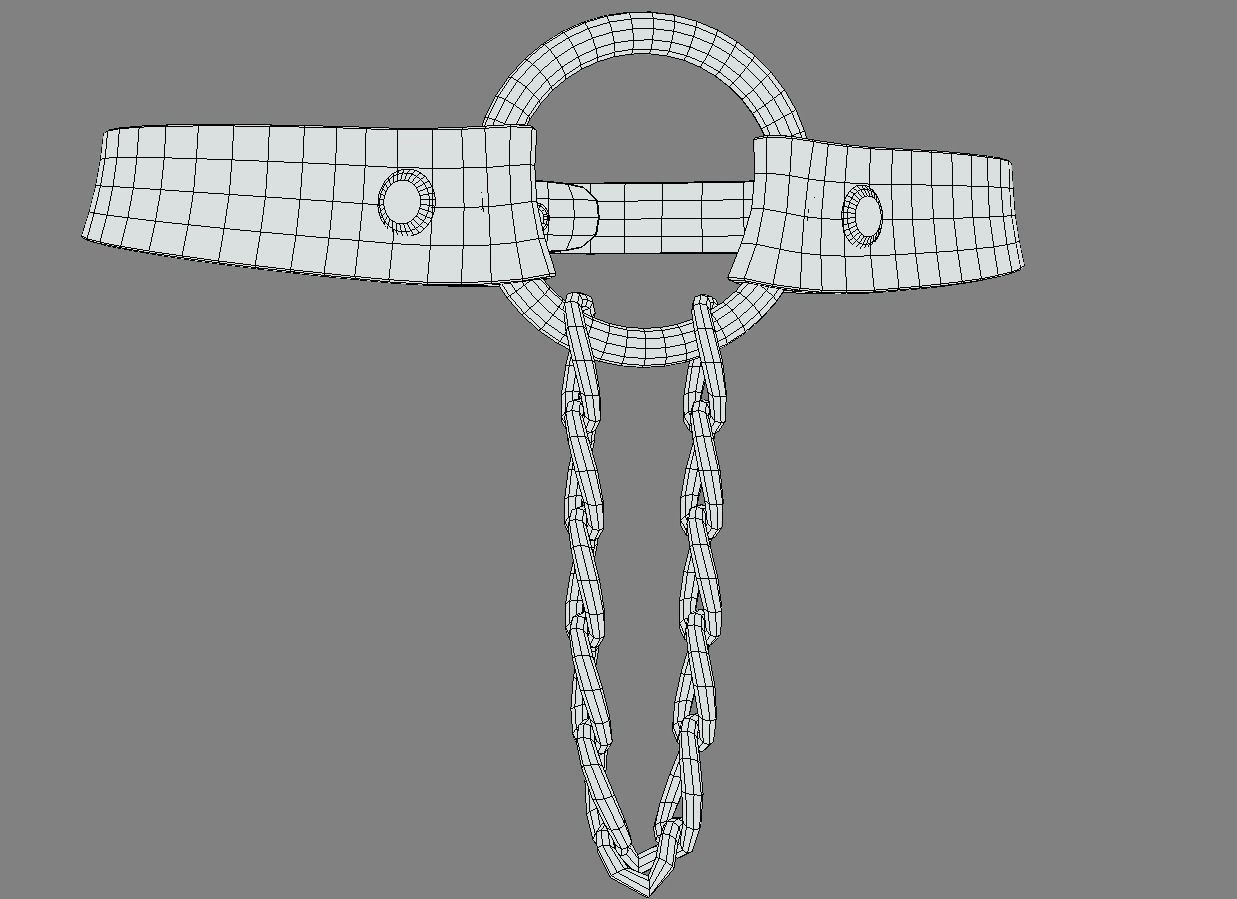 3 Black Leather Choker Set Low-poly 3D model_12