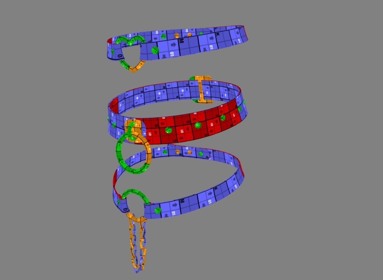 3 Black Leather Choker Set Low-poly 3D model_18