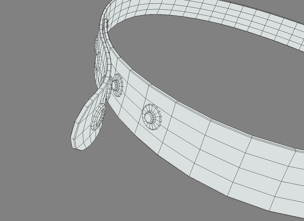 3 Black Leather Choker Set Low-poly 3D model_13