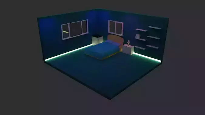 Simple bed 3d models low-poly