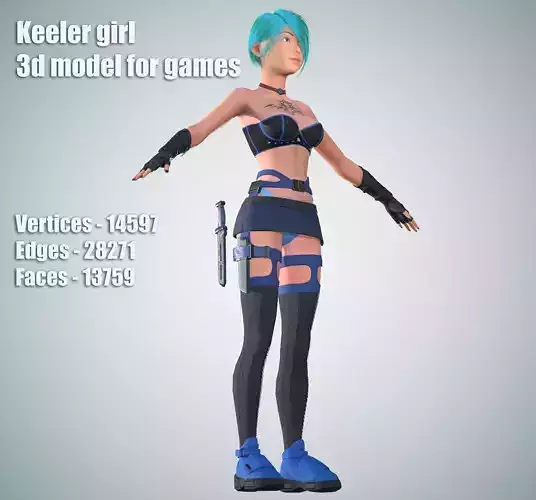 Keeler girl Low-poly 3D model
