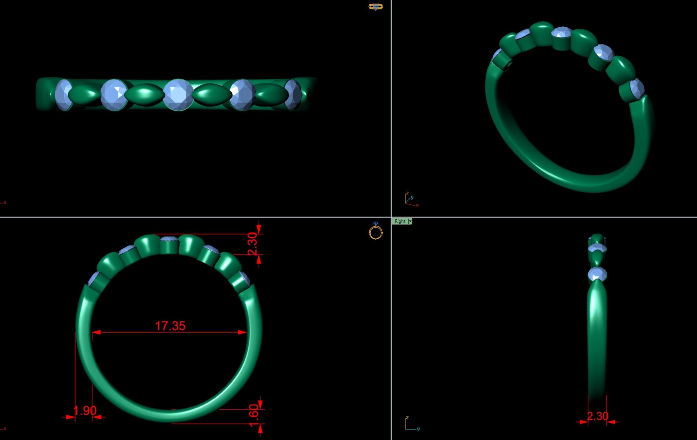 Promise Diamond Ring Band 3D print model_1