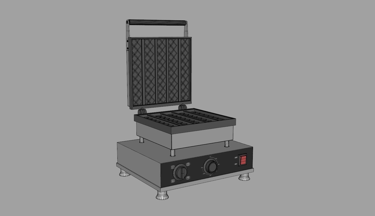 Square Waffle Maker 3D model_16