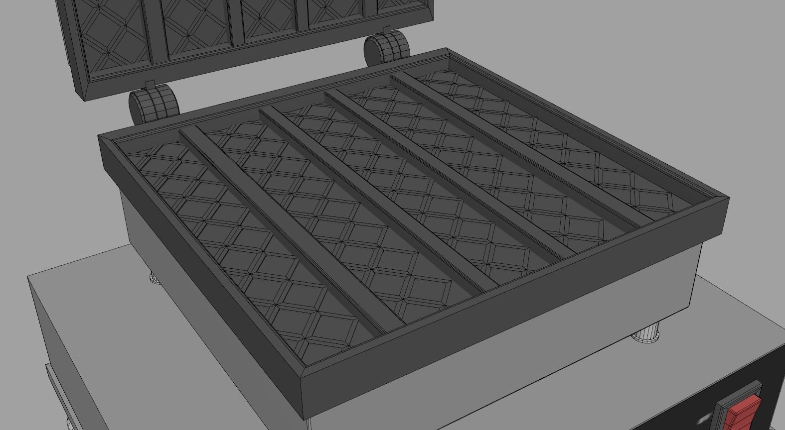 Square Waffle Maker 3D model_17