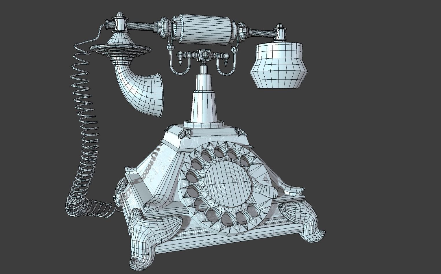 Antique Telephone Low-poly 3D model_2