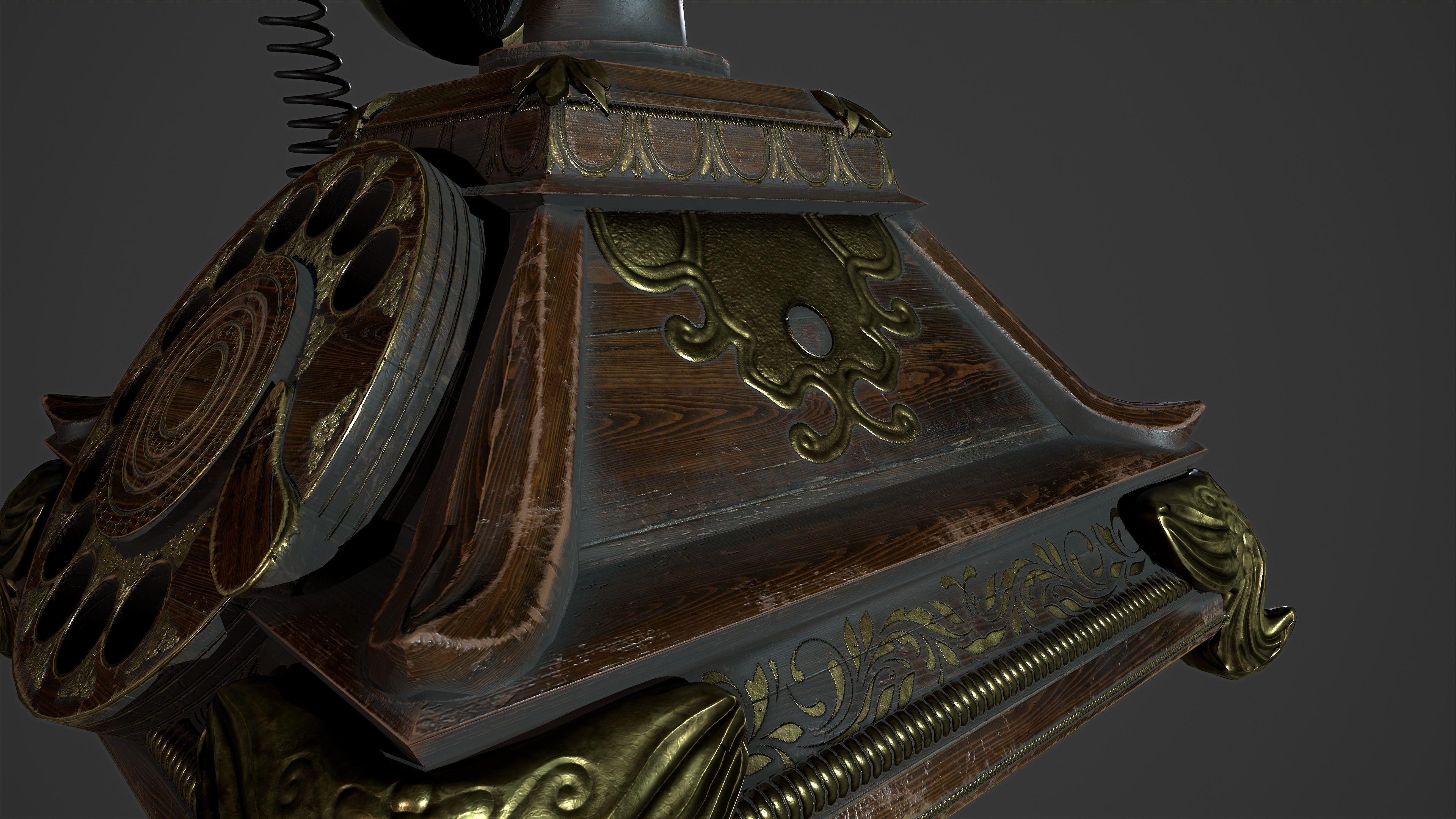 Antique Telephone Low-poly 3D model_9