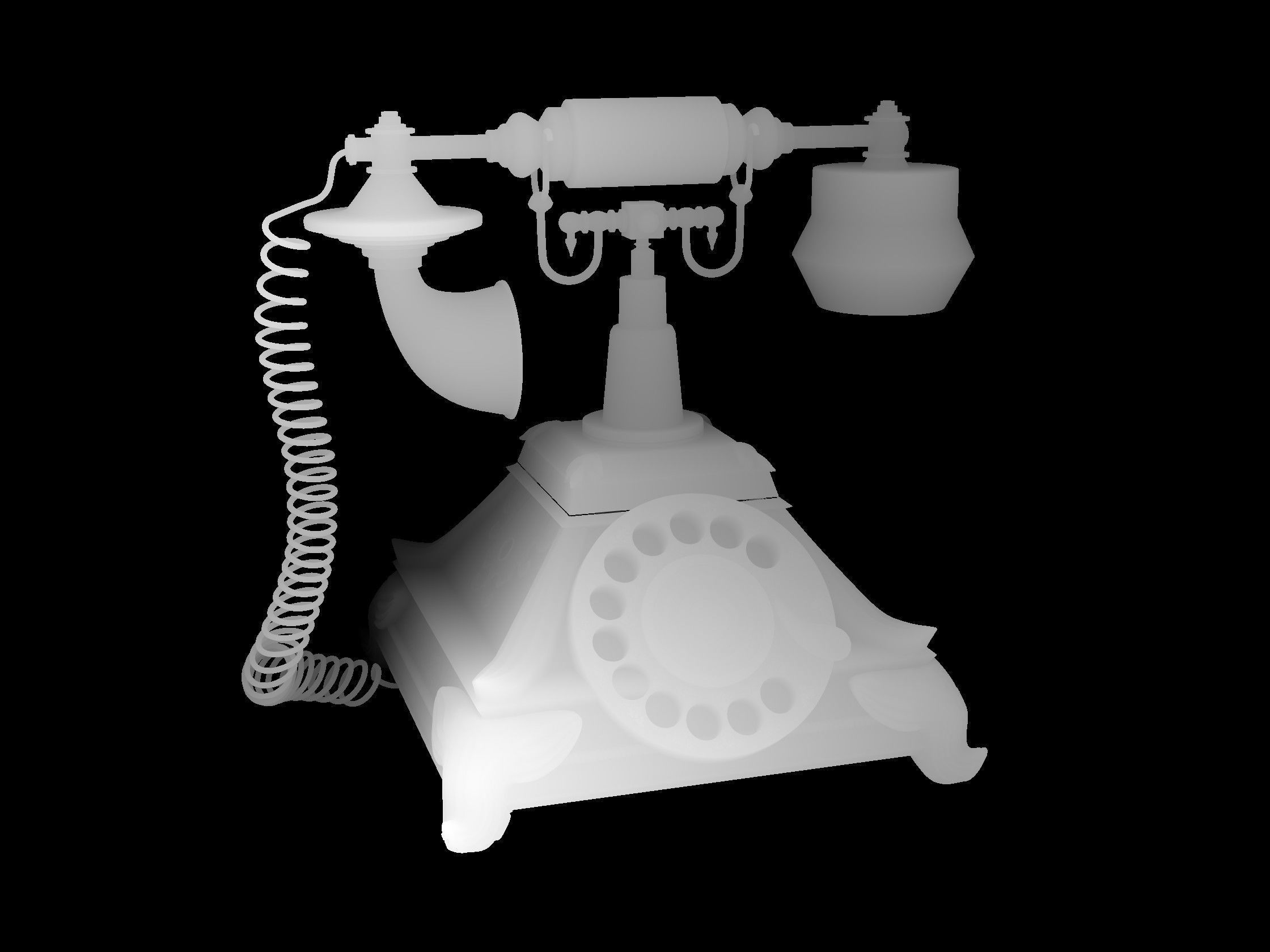 Antique Telephone Low-poly 3D model_7