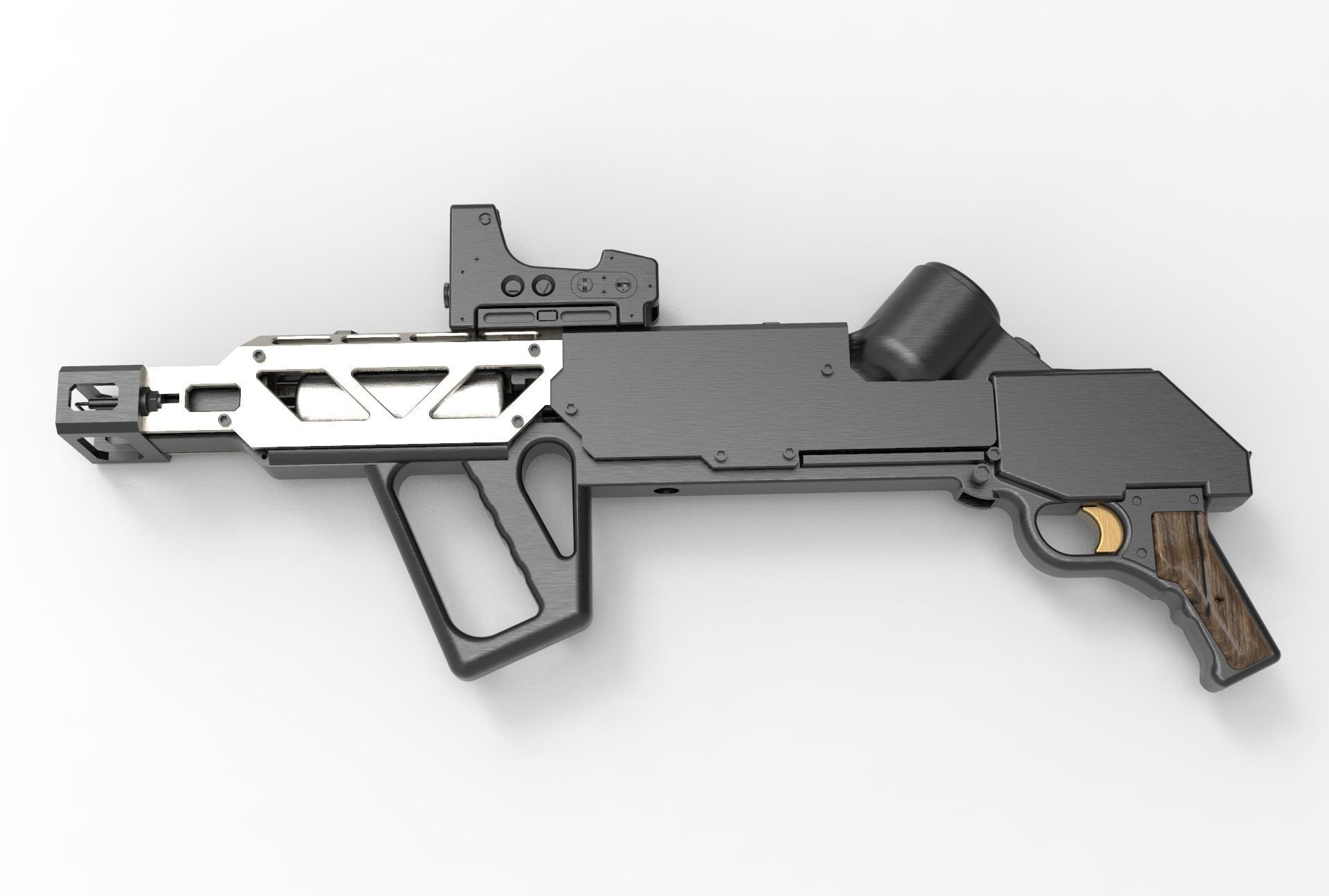 Conceptual Plasma Rifle  Low-poly 3D model_1