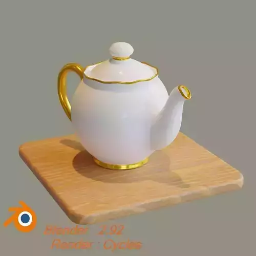 teapot on wooden board