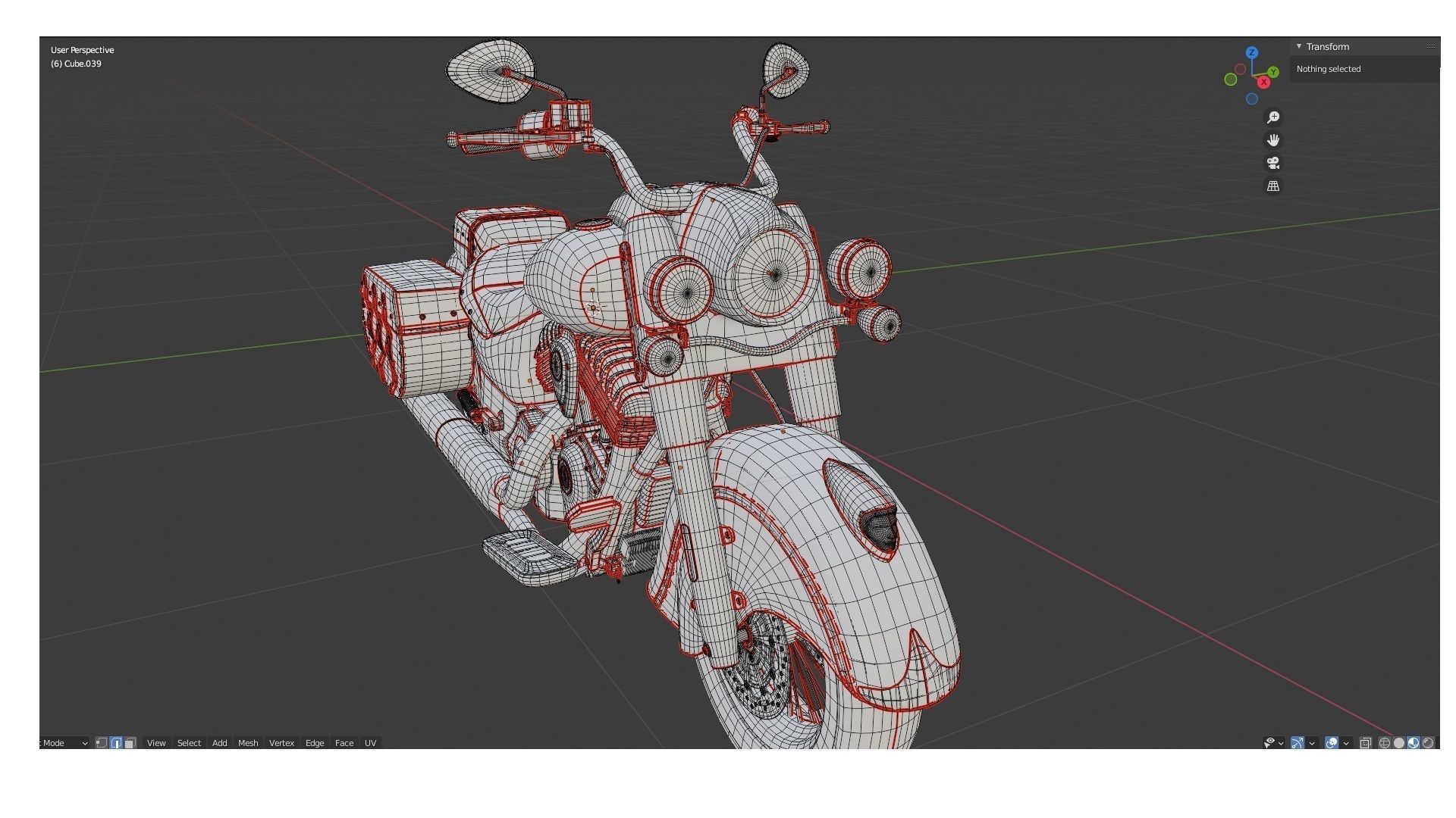 Vintage Custom Motorcycle Low Poly Low-poly 3D model_18