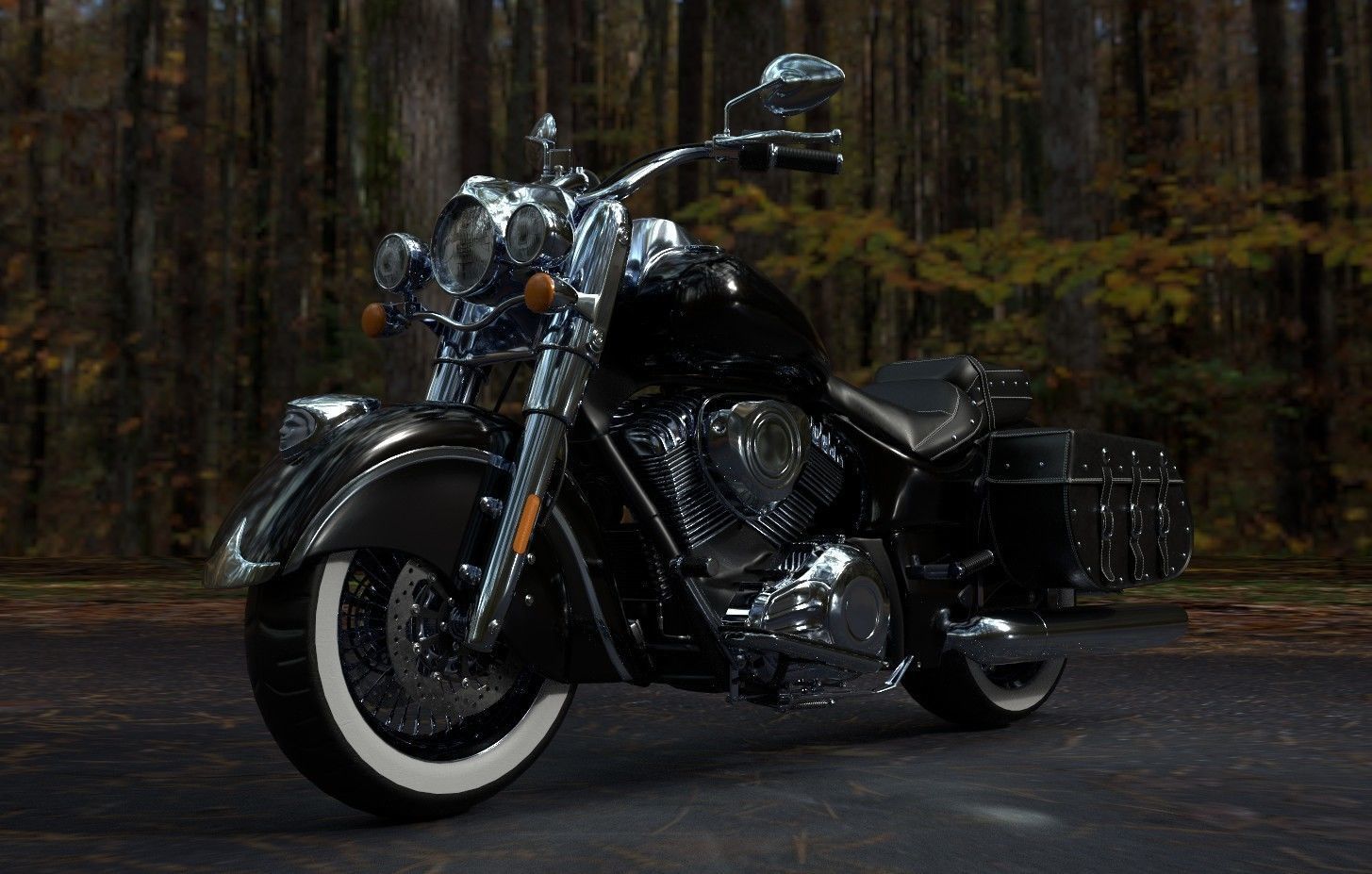 Vintage Custom Motorcycle Low Poly Low-poly 3D model_5