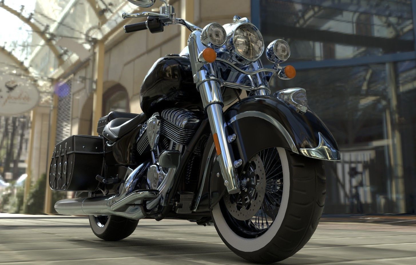 Vintage Custom Motorcycle Low Poly Low-poly 3D model_1