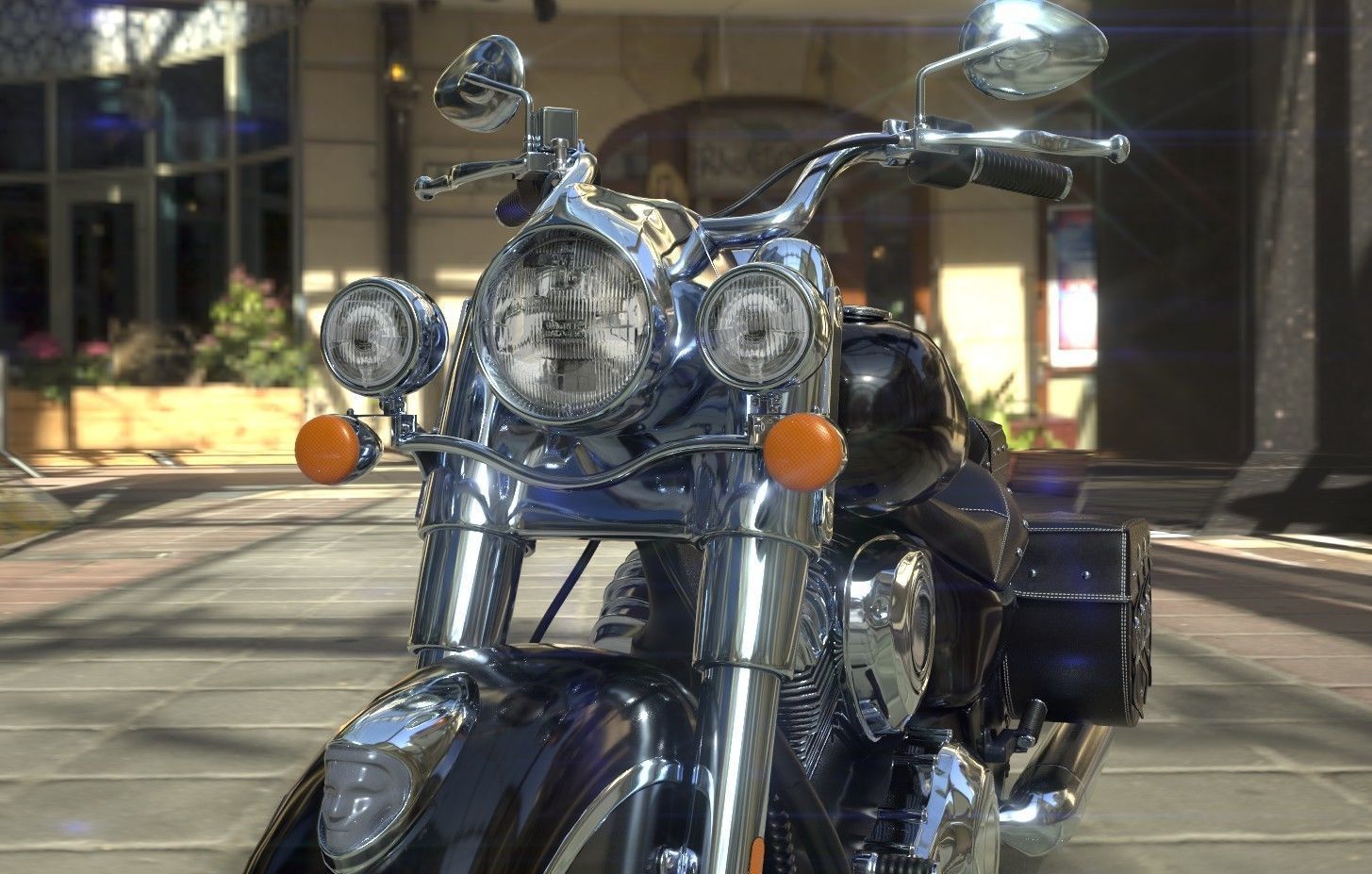 Vintage Custom Motorcycle Low Poly Low-poly 3D model_4