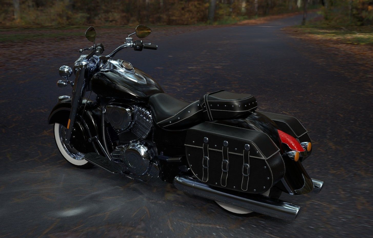 Vintage Custom Motorcycle Low Poly Low-poly 3D model_15