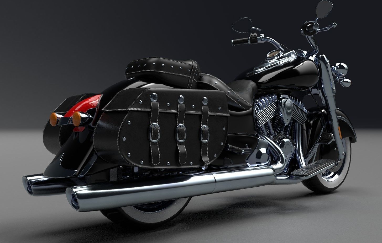 Vintage Custom Motorcycle Low Poly Low-poly 3D model_2