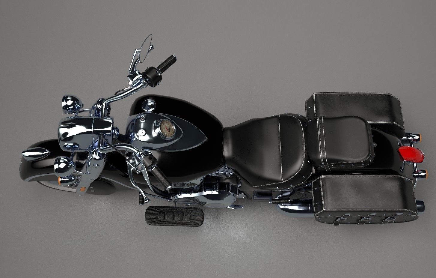 Vintage Custom Motorcycle Low Poly Low-poly 3D model_12