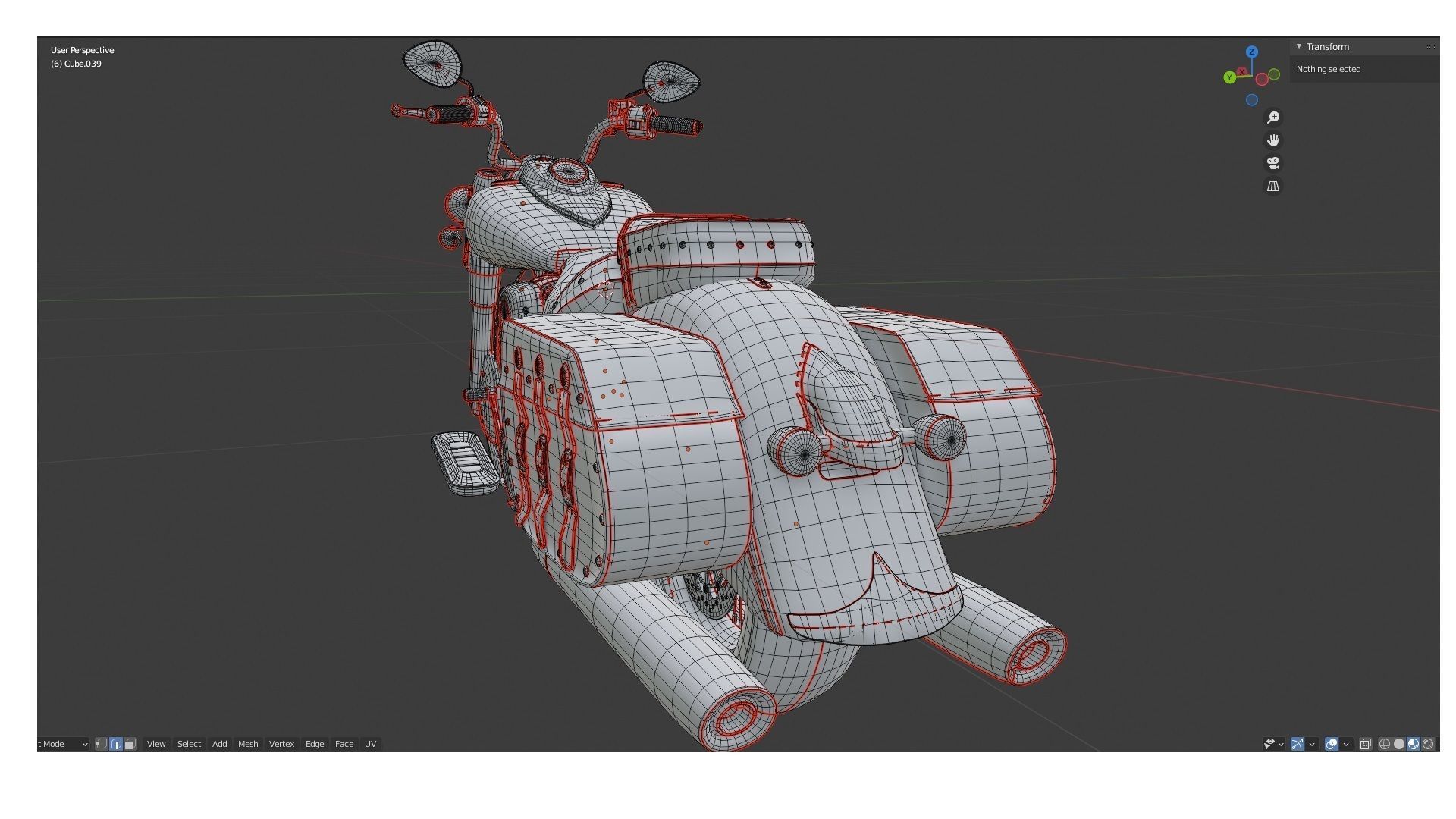 Vintage Custom Motorcycle Low Poly Low-poly 3D model_19