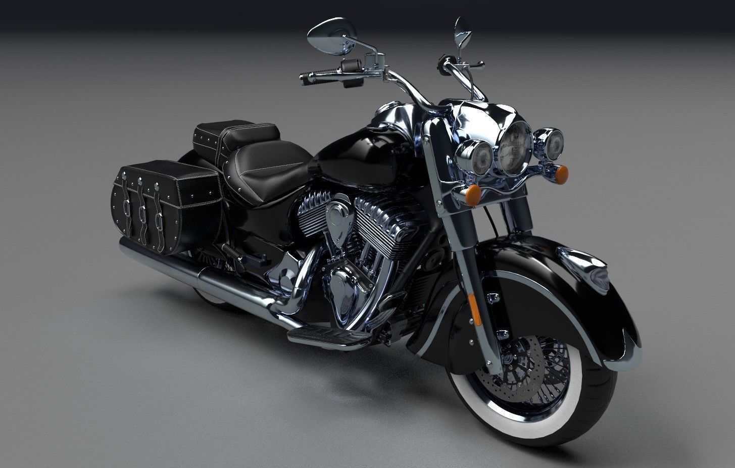 Vintage Custom Motorcycle Low Poly Low-poly 3D model_7