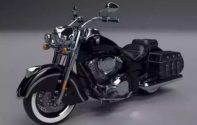 Vintage Custom Motorcycle Low Poly Low-poly 3D model