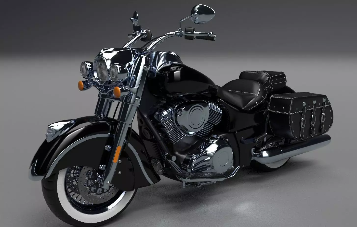 Vintage Custom Motorcycle Low Poly Low-poly 3D model_0