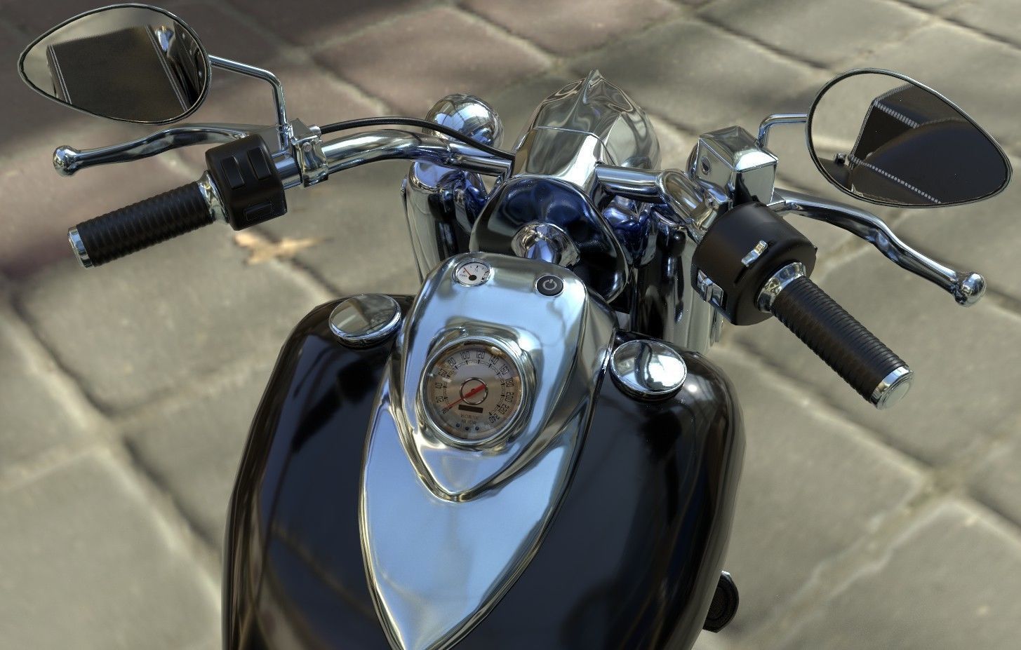 Vintage Custom Motorcycle Low Poly Low-poly 3D model_9