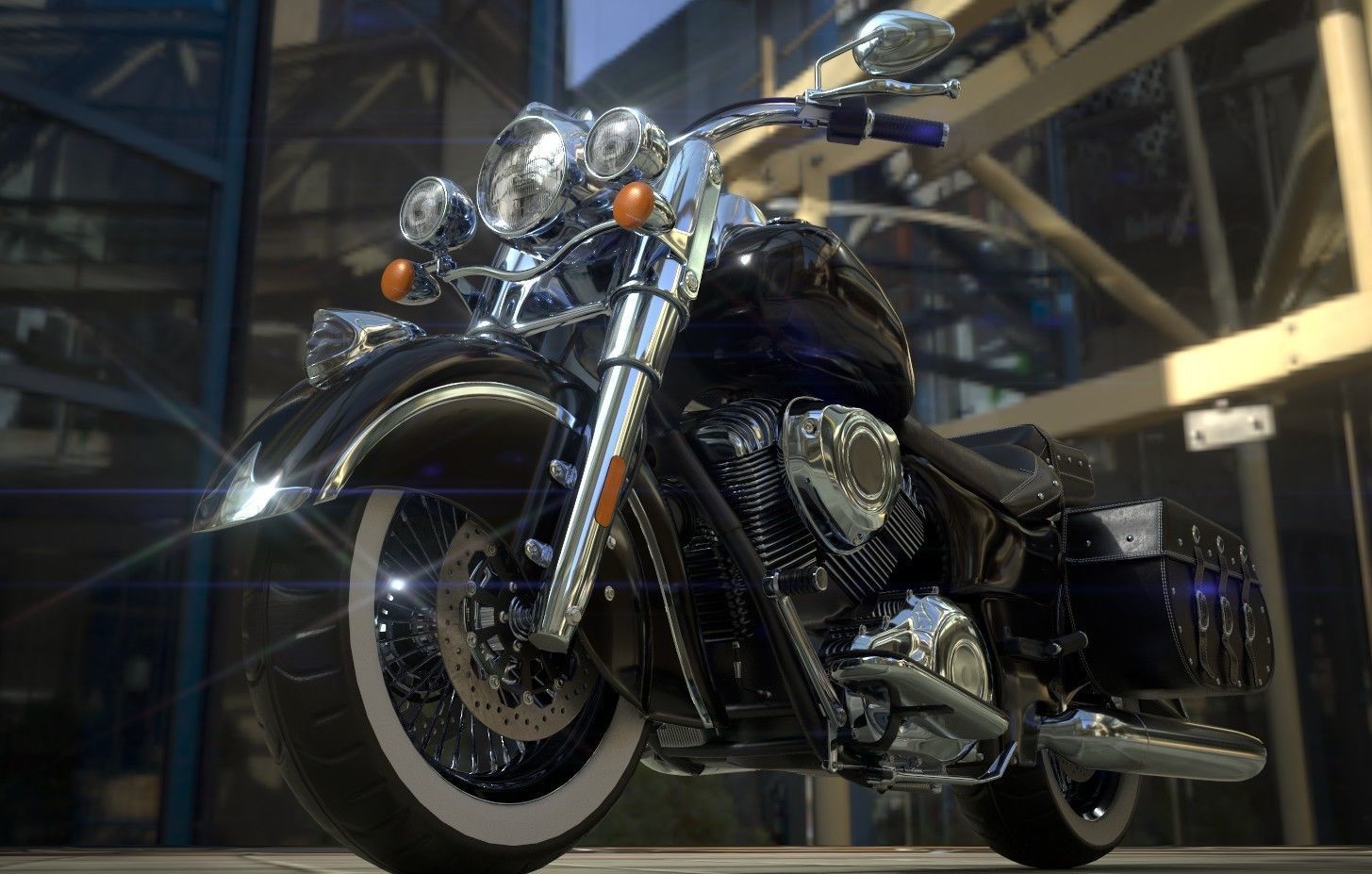 Vintage Custom Motorcycle Low Poly Low-poly 3D model_8