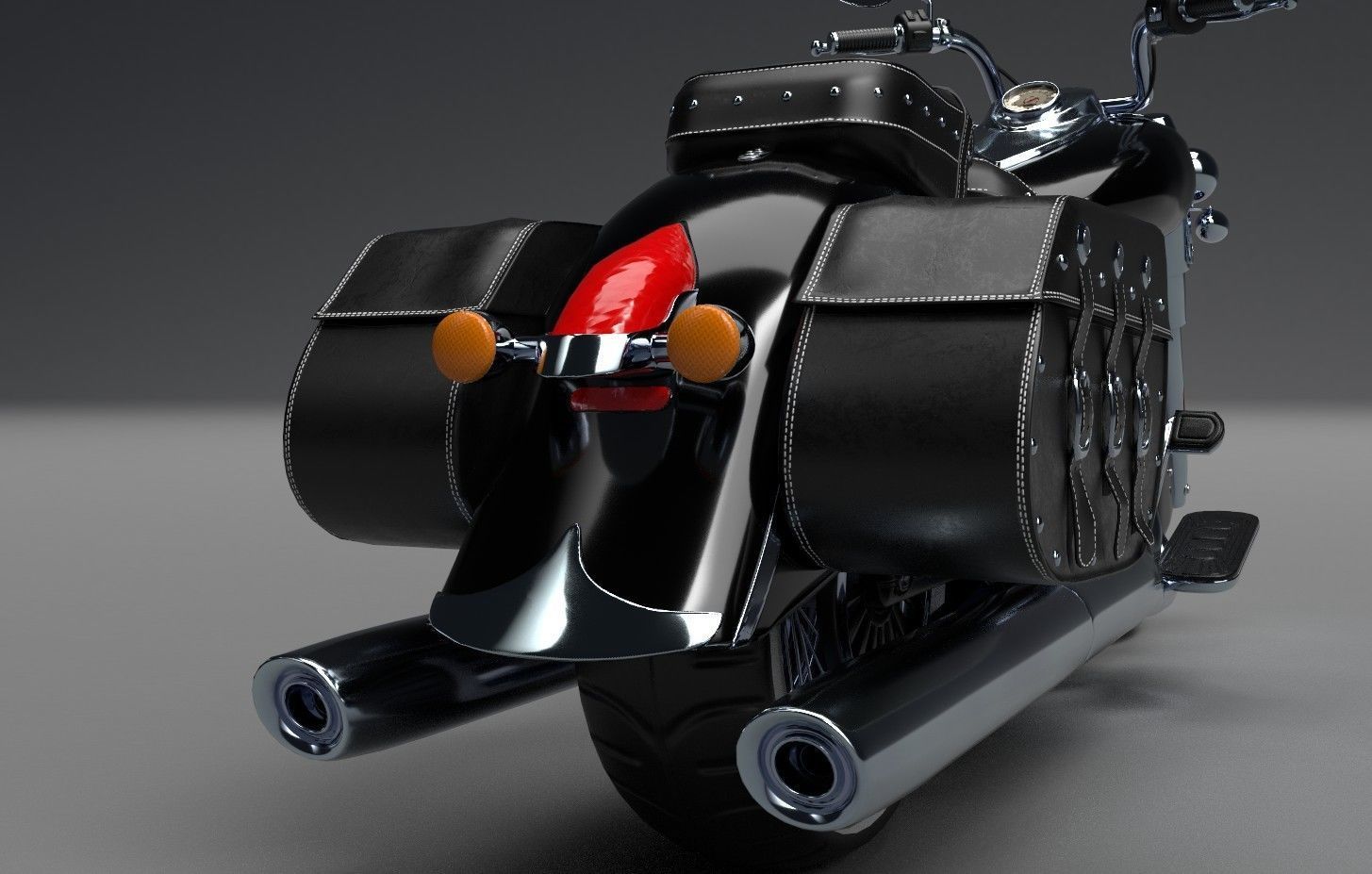 Vintage Custom Motorcycle Low Poly Low-poly 3D model_11