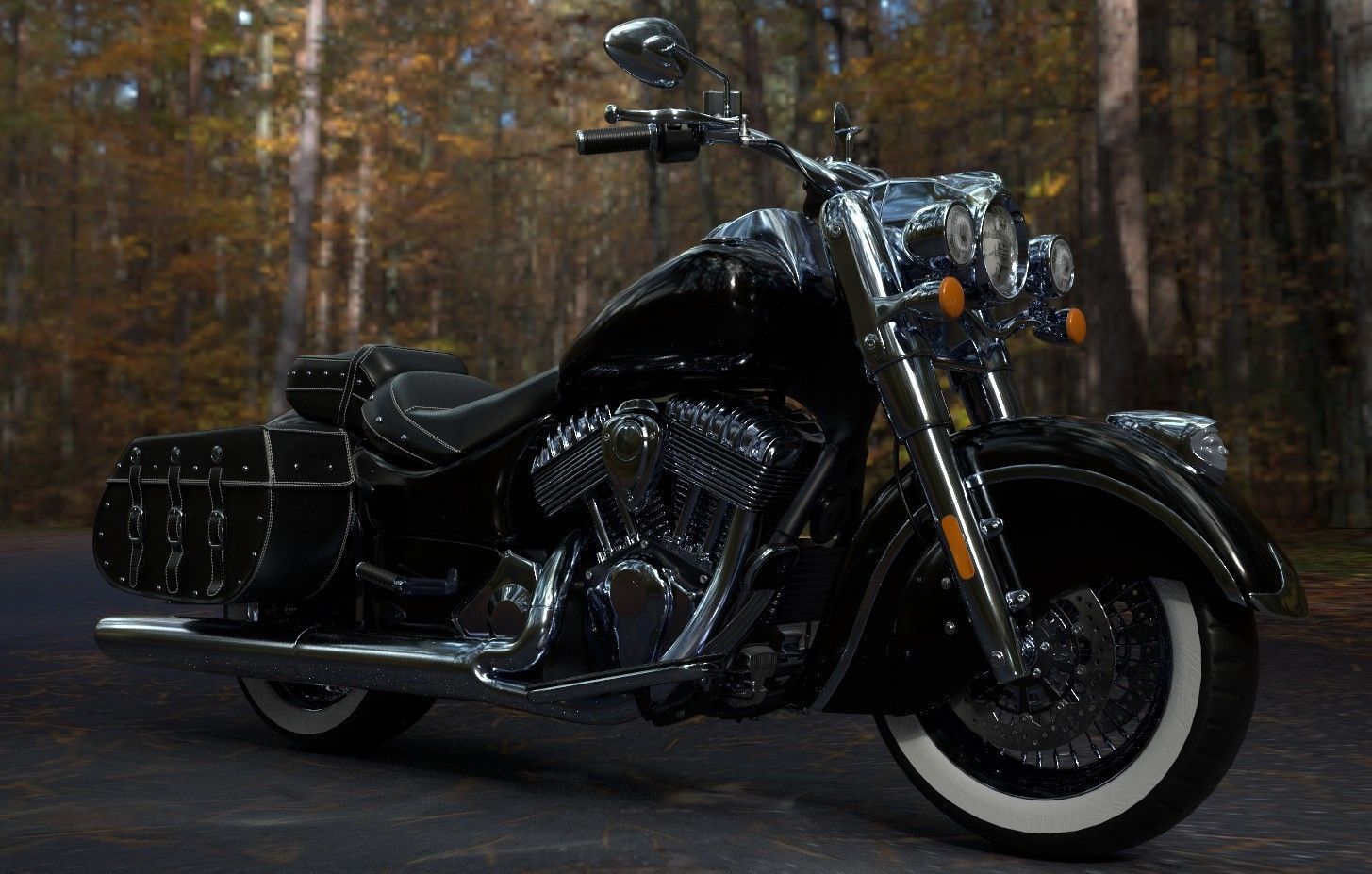 Vintage Custom Motorcycle Low Poly Low-poly 3D model_3