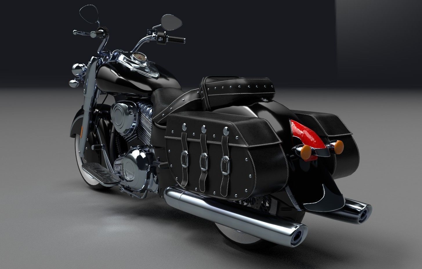 Vintage Custom Motorcycle Low Poly Low-poly 3D model_6