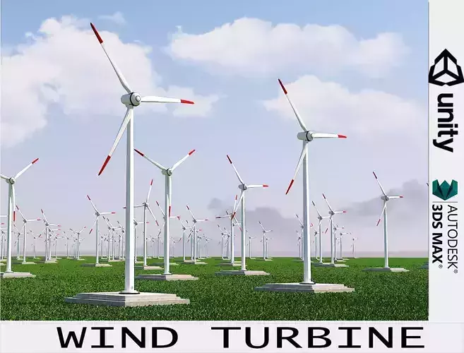 Wind Turbine Clear Energy low poly