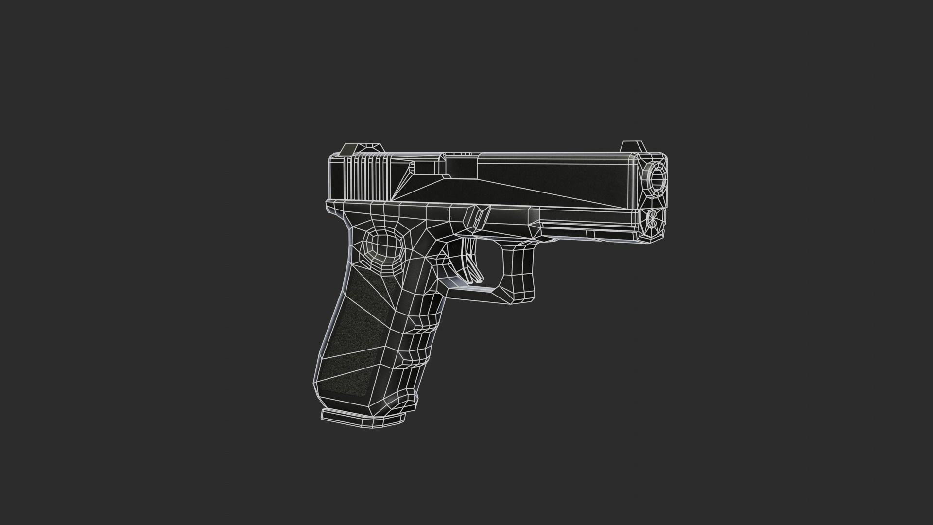 Glock-17 glock pistol Low-poly 3D model_6
