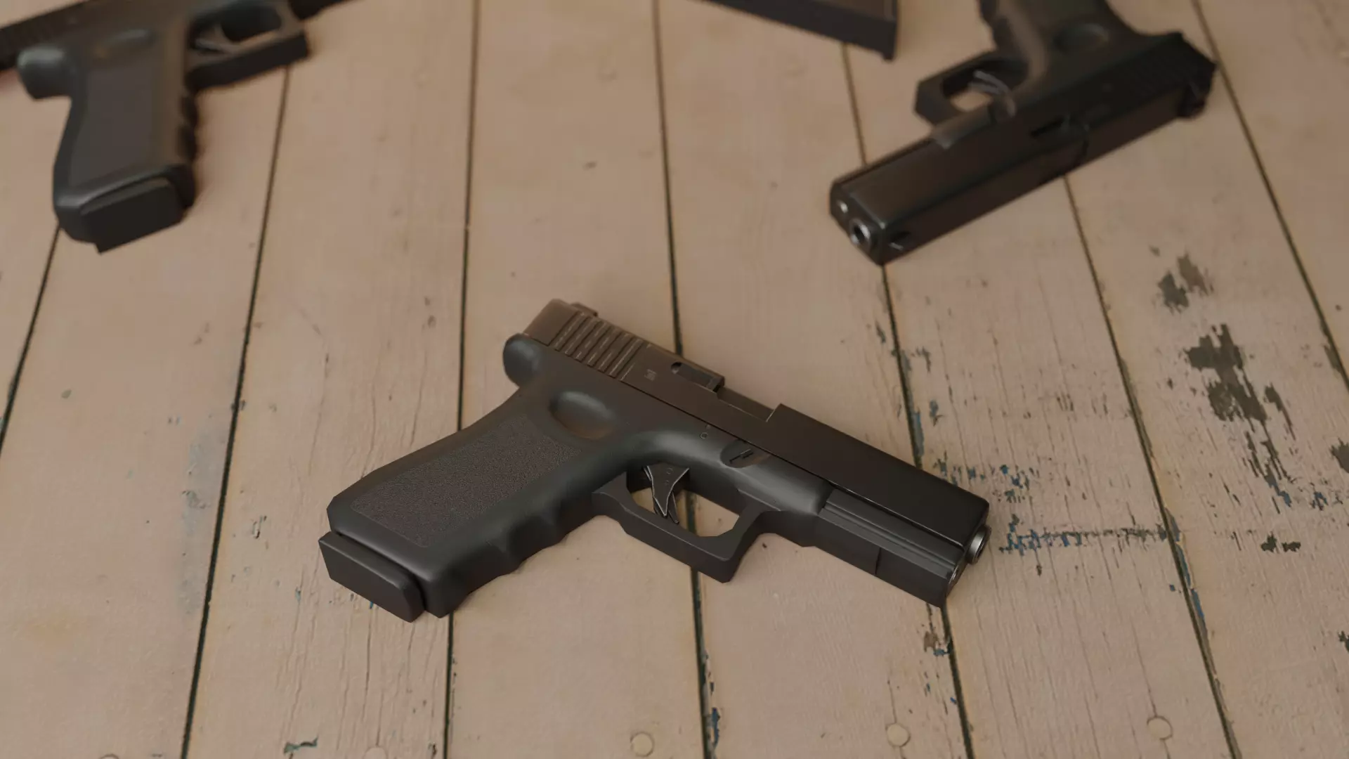 Glock-17 glock pistol Low-poly 3D model_0