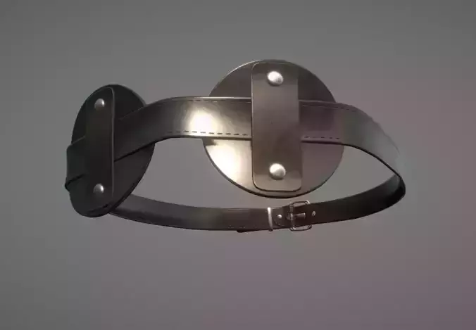 Black leather blindfold head strap