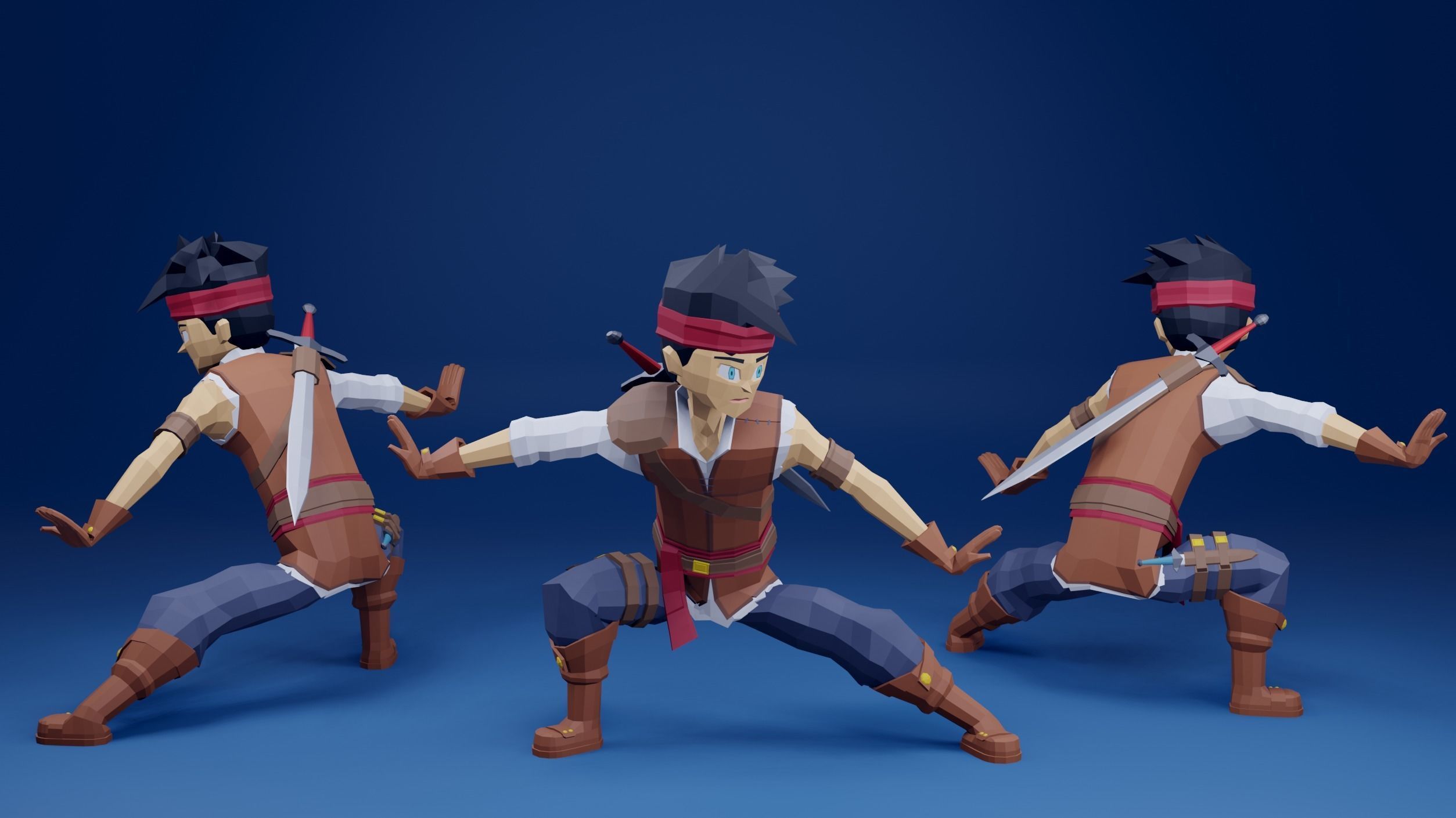 adventure boy Low-poly 3D model_3