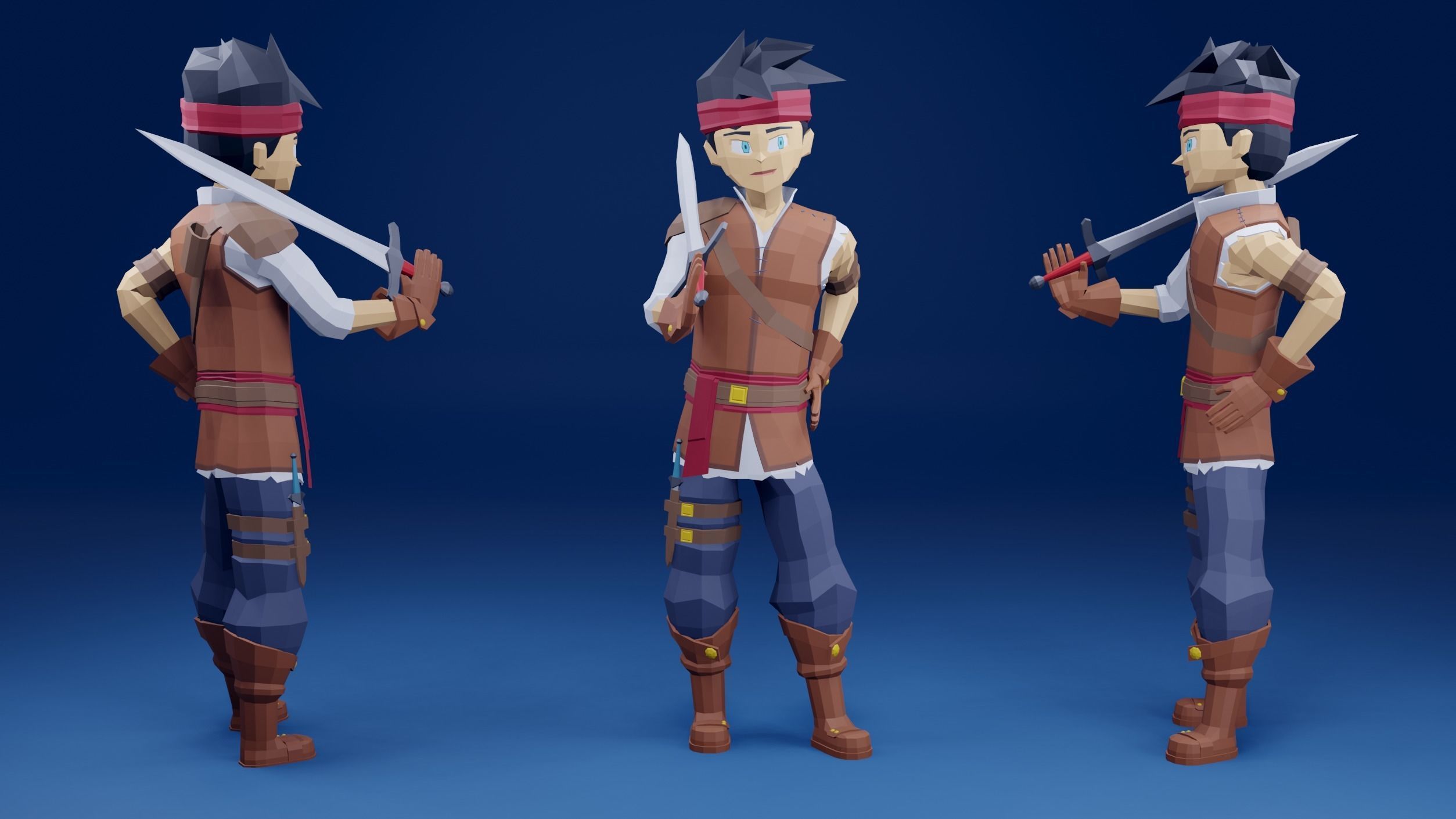 adventure boy Low-poly 3D model_2