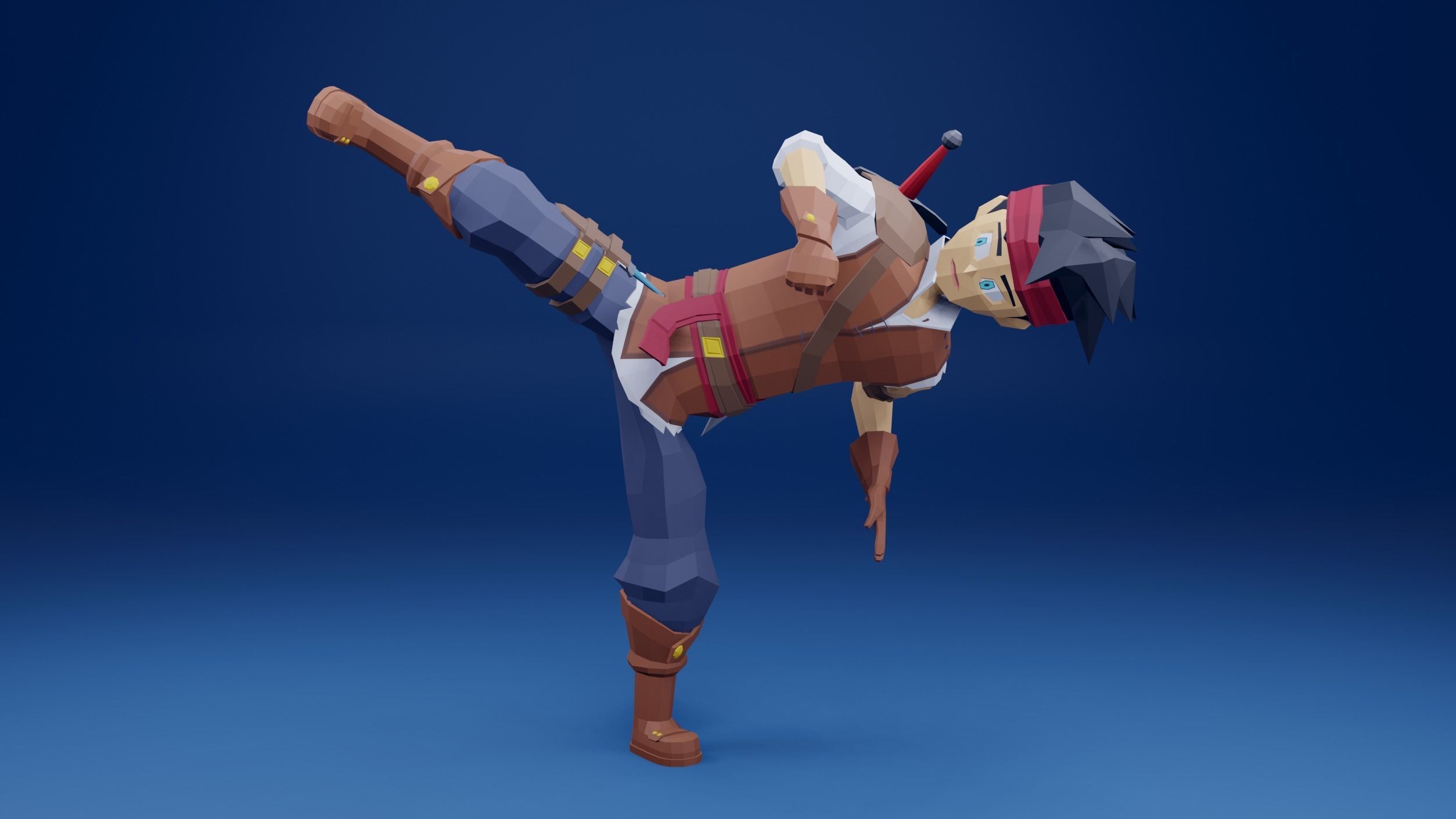 adventure boy Low-poly 3D model_6